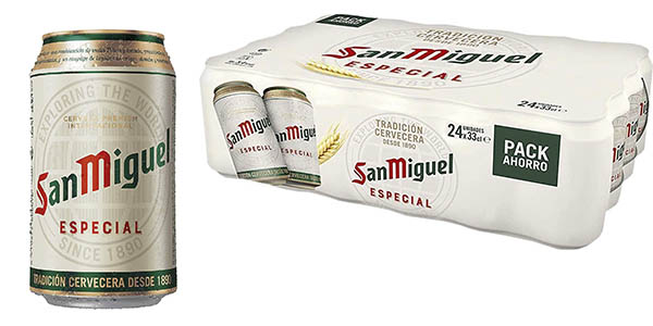 Chollo Pack x24 San Miguel Especial Cerveza Dorada Lager de 330 ml por sólo 12€ (-28%) ¡Sólo 0,50€ cada lata!