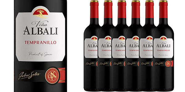 Chollo Flash: Pack de 6 botellas de vino tinto Viña Albali Tempranillo de 750 ml por sólo 14,67€ (-18%) ¡2,44€ c/u!