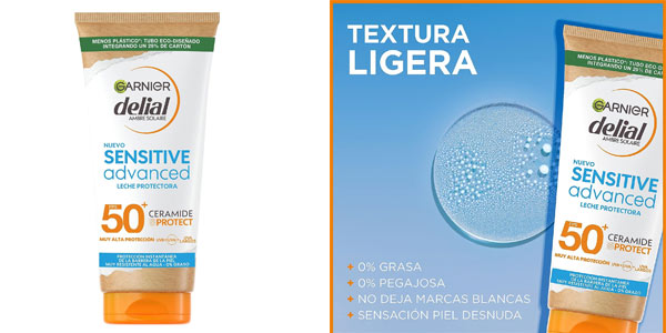 Chollo Leche solar Garnier Delial Sensitive Advanced IP50+ de 200 ml por sólo 10,08€ (-29%)