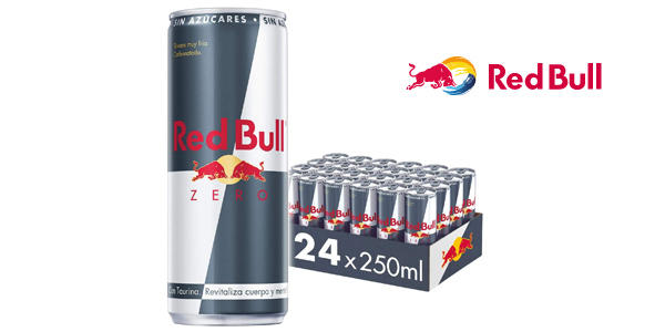 Chollo Pack x24 latas Red Bull Zero bebida energética de 250 ml (total 6.000 ml) por sólo 24€ (22% de descuento)