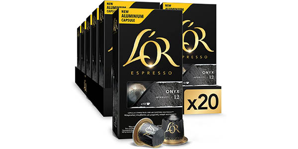 Chollo Pack x200 cápsulas L’OR Café Espresso Onyx para Nespresso por sólo 59,38€ con envío gratis ¡A 0,30€ cada una!