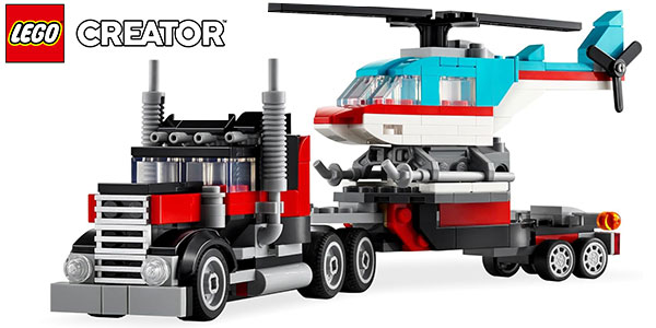 Chollo Set LEGO Creator 3 en 1 Camión Plataforma con Helicóptero por sólo 15,99€ (-20%)