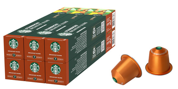 Chollo Pack x60 cápsulas de café Starbucks Breakfast Blend para Nespresso por sólo 20,16€ (-12%) ¡0,34€ cada una!