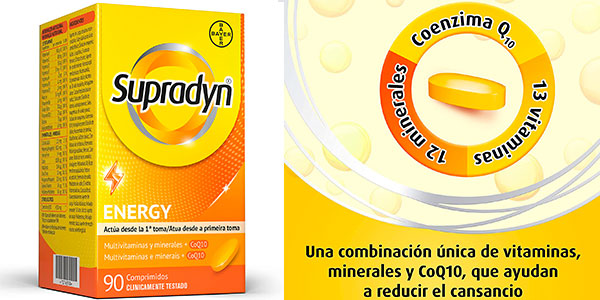 Chollo Multivitaminas Supradyn Energy de 90 comprimidos con coenzima Q10 por sólo 22,36€ (-22%)