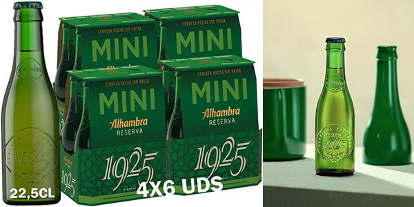 Chollo Flash: Pack x24 Cerveza Alhambra Reserva 1925 Mini de 22,5 cl por sólo 18€ (-22%)