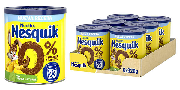 Chollo Pack x6 botes Nesquik 0% azúcares de 320 gramos cada uno por solo 19,02€ (-26%)