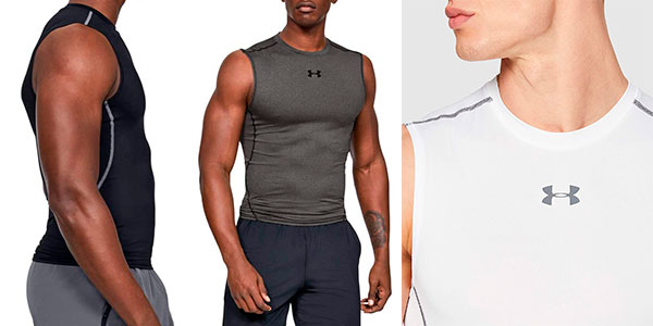 Chollo Camiseta de compresión sin mangas Under Armour HeatGear para hombre por sólo 14,99€ (-50%)