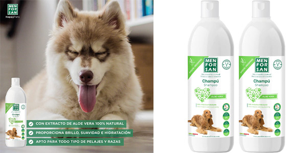 Chollo Pack x2 Champú MenForsan Aloe Vera de 1L para perros por sólo 10,99€ (19% de descuento)