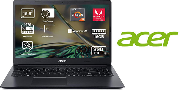 Chollo Flash: Portátil Acer Aspire 3 de 15.6” FHD 16 GB + 1 TB SSD por sólo 479€ con envío gratis (-36%)