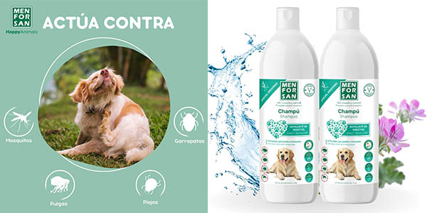 Chollo Pack x2 Champús repelentes Menforsan aroma a citronela para perros por solo 10,99€ (29% de descuento)