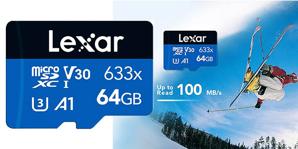 Chollo tarjeta de memoria Micro SD 633x Lexar de 64 GB por sólo 5,99€ (28% de descuento)