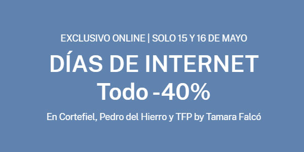 Días de Internet en Cortefiel con 40% de descuento en TODO y Pedro del Hierro