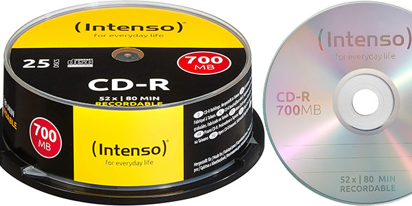 Chollo Pack de 25 CD Intenso CD-R 700Mb 52x por sólo 4,55€