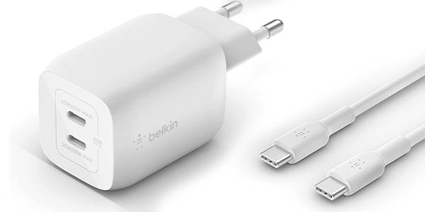 Chollo Cargador de pared Belkin GaN 2x USB-C de 65 W Boost Charge Pro por sólo 33,05€ con envío gratis (-34%) ¡Buenísimo!