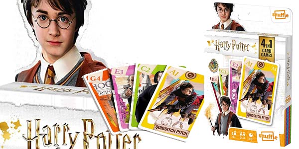 Chollo Juego de Cartas Shuffle 4-en-1 Harry Potter por sólo 3€ (39% de descuento)