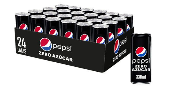 Chollo Pack de 24 latas de Pepsi Zero Azúcar de 330 ml por sólo 13,90€ (-26%) ¡Sólo 0,55€ cada una!