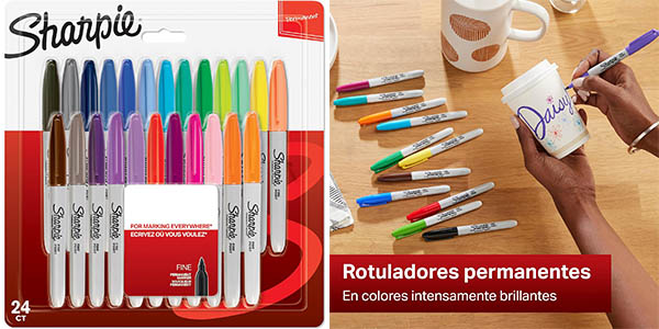 Chollazo Caja de 24 rotuladores permanentes Sharpie de punta fina por 19,09€ (61% de descuento)