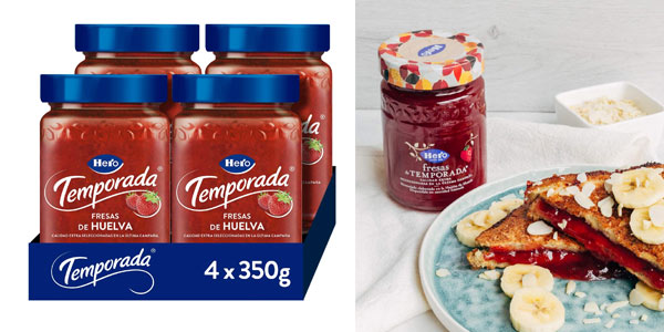 Chollo Pack 2×1 Hero Mermelada de temporada de Fresas de Huelva (8 botes de 350 g) por sólo 10,36€ (-50%) ¡1,29€ cada una!