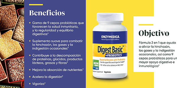 Haz que tus digestiones sean menos pesadas con estas cápsulas Enzymedica Digest Basic + Live Bacteria que se acompañan de un cupón descuento estupendo