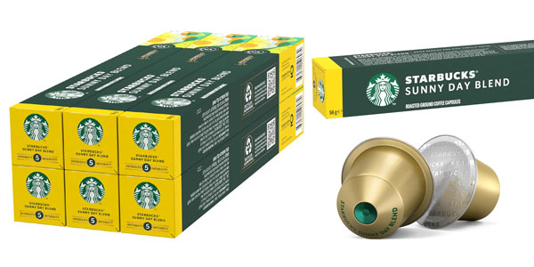 Chollo Pack 60 cápsulas de café Starbucks Sunny Day Blend para Nespresso por sólo 19,40€ (0,32€ cada una)