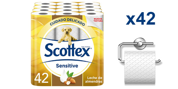 Chollo Pack x42 rollos Papel Higiénico Scottex Sensitive por sólo 17,15€ ¡0,41€ la unidad!