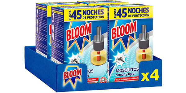 Chollo Pack de 4 recambios de insecticida eléctrico líquido Bloom por sólo 16,80€ (-25%) ¡Sólo 4,20€ cada uno!