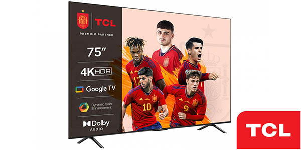 Chollo Smart TV TCL 75P635 UHD 4K de 75″ con Google TV por sólo 509,15€ con envío gratis (-43%)