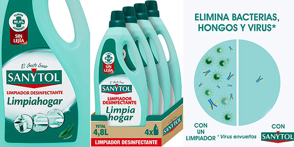 Chollo Pack x4 Desinfectante limpiahogar Sanytol de 1.200 ml por sólo 8,36€ (-44%) ¡2,09€ cada uno!