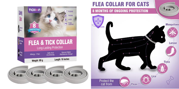 Chollo Pack x4 collares antiparasitarios para gatos con hasta 8 meses de protección por sólo 9,99€ con cupón (-50%)