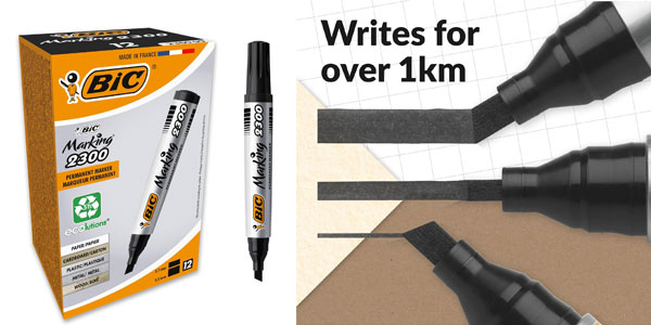 Chollo Pack de 12 marcadores permanentes BIC Marking 2300 ECOlutions por sólo 7,89€ (0,65€ la unidad)