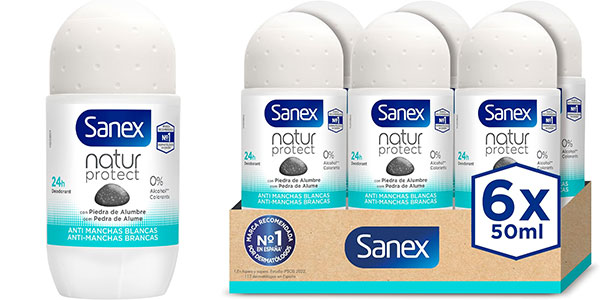 Chollo Flash: Pack x6 Desodorante Sanex Natur Protect Anti Manchas de 50 ml por sólo 9,25€ (-35%)