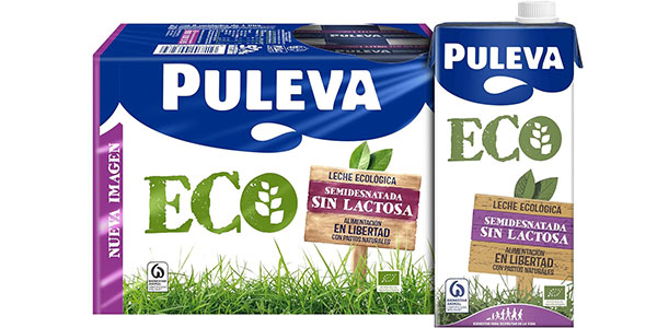 Chollo Pack x6 Leche Puleva Ecológica Semidesnatada Sin Lactosa de 1 litro por sólo 7,44€ (-20%)