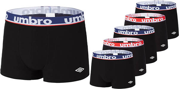 Chollo Pack x5 Bóxers Umbro Uni para hombre por sólo 20,22€ (30% de descuento)