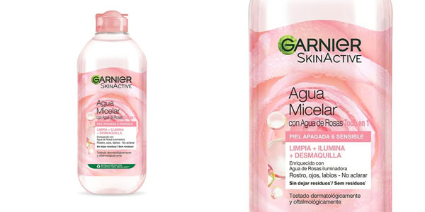 Chollo Agua micelar Garnier SkinActive Agua de Rosas de 400 ml por sólo 3,50€ con cupón (-39%)