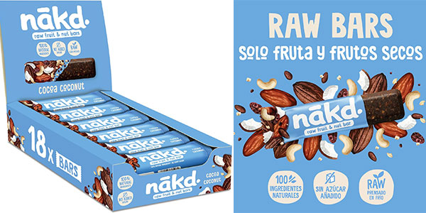 Chollo Pack de 18 barritas Nākd de coco por sólo 13,99€