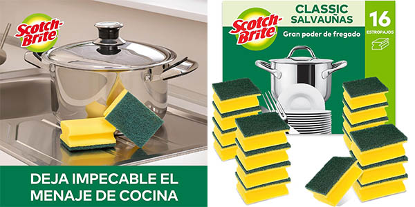 Chollo Pack x16 estropajos Scotch-Brite Classic por solo 8,39€ (16% de descuento)