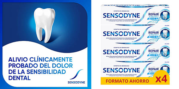 Chollo Pack x4 Sensodyne Repair & Protect Menta con protección frente a sensibilidad dental por solo 14,76€ (-21%)