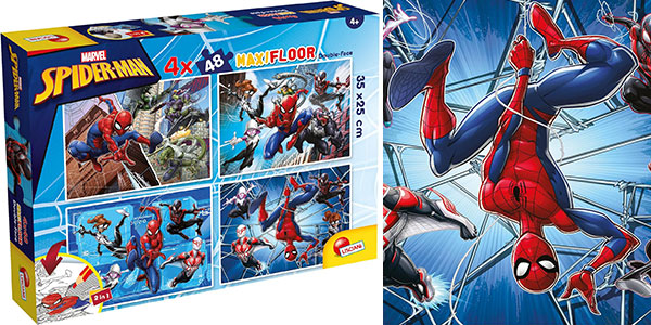 Chollo Flash: Set de 4 puzles infantiles de Spiderman con doble cara para colorear por sólo 7€ (-41%)