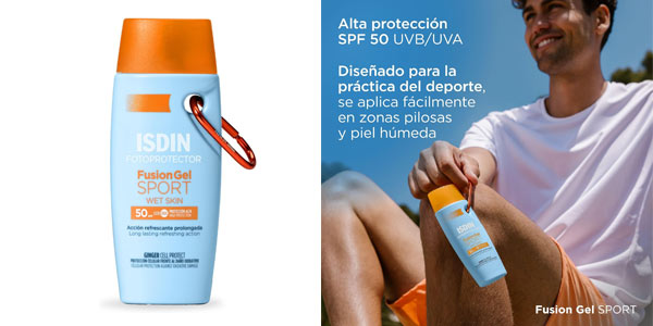 Chollo Fotoprotector ISDIN Fusion Gel SPORT SPF 50+ de 100 ml por sólo 17,45€ (-30%)