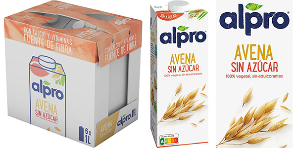 Chollo Pack x6 Bebida vegetal Alpro Avena Sin Azúcar de 1 litro por sólo 7,74€ con cupón (-25%) ¡1,29€ la unidad!