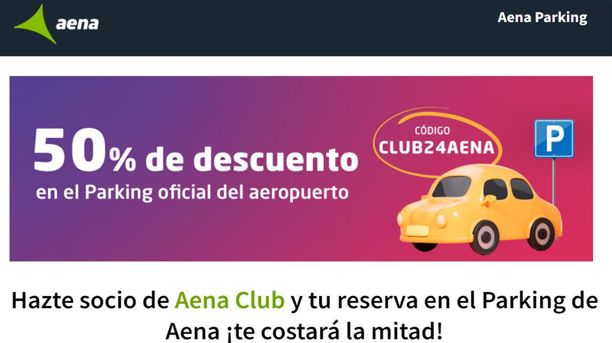 Consigue un 50% de descuento en parkings Aena del aeropuerto con este código