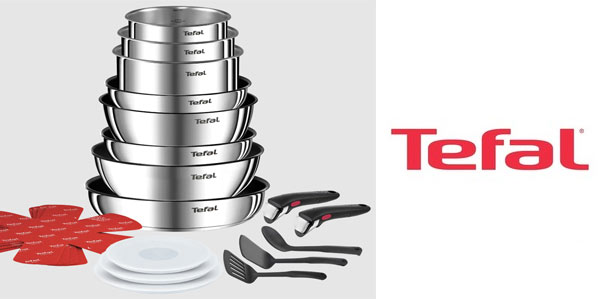 Chollo Batería de cocina Tefal Ingenio Emotion On de 20 piezas por sólo 139,99€ y envío gratis con este cupón descuento