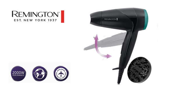 Chollo Secador de pelo plegable Remington D1500 de 2000W por sólo 12,90€ con cupón (50% de descuento)