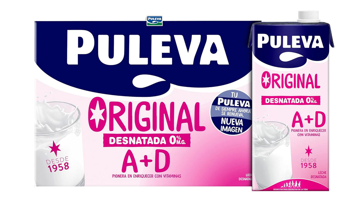 Chollo Pack x6 Leche Desnatada Puleva A+D 1L por sólo 6,06€ ¡1,01€ cada uno!