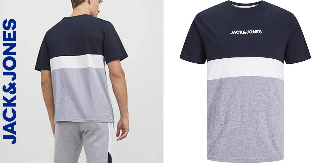 Chollo Camiseta Jack & Jones Colour Block Crew Neck para hombre por sólo 12,60€ (-30%)