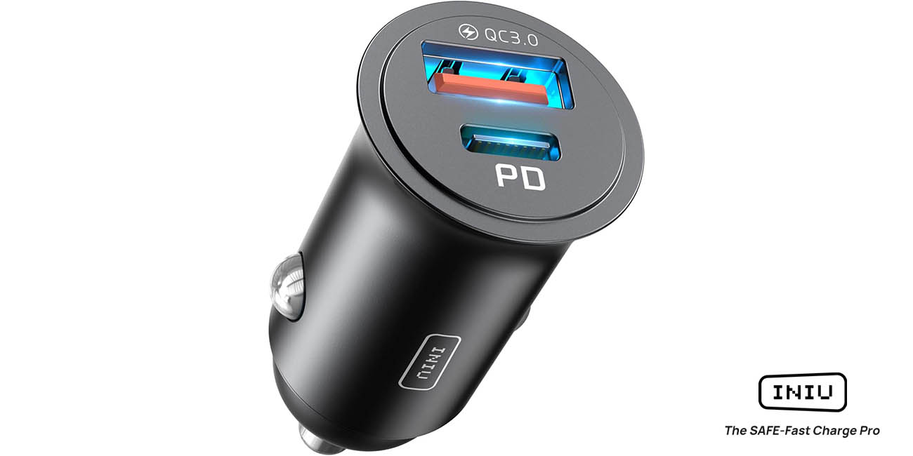 Chollo Cargador de coche INIU USB + USB-C (30 W + 30W) QC 3.0 por sólo 7,99€ con cupón descuento (-53%)