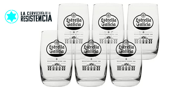 Chollo Pack x6 Vasos de cerveza Estrella Galicia de 25 cl por sólo 12,95€