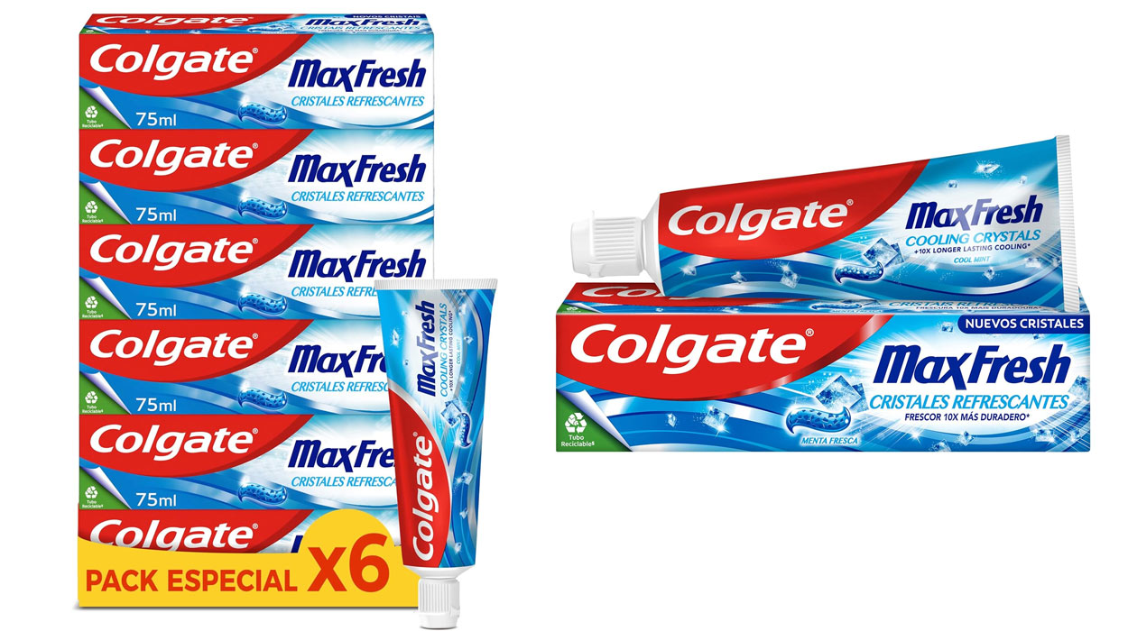 Chollo Pack x6 Pasta de dientes Colgate Max Fresh con Flúor y cristales refrescantes por sólo 9,25€ ¡1,54€ cada una!