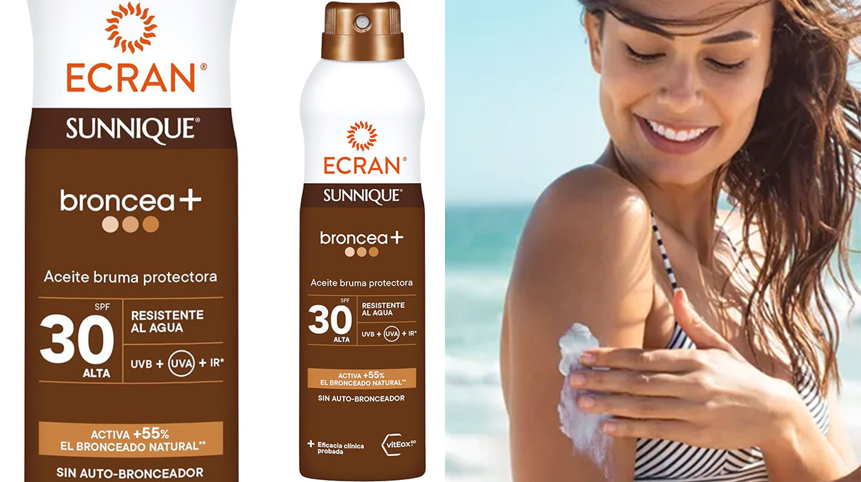 Chollo Bruma protectora Ecran Sunnique broncea+ SPF 30 de 250 ml por sólo 7,97€ con cupón descuento (-38%)