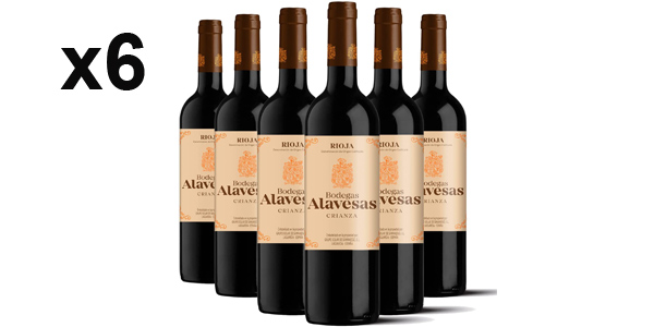 Chollo Pack x6 Vino Tinto Crianza Bodegas Alavesas DOCa Rioja de 750 ml por sólo 27,56€ ¡4,55€ cada una!